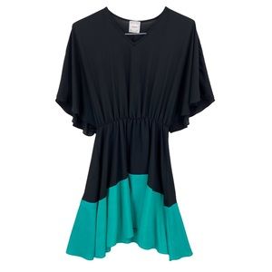 NYMPHE Dress Fit Flare Black Green Lightweight